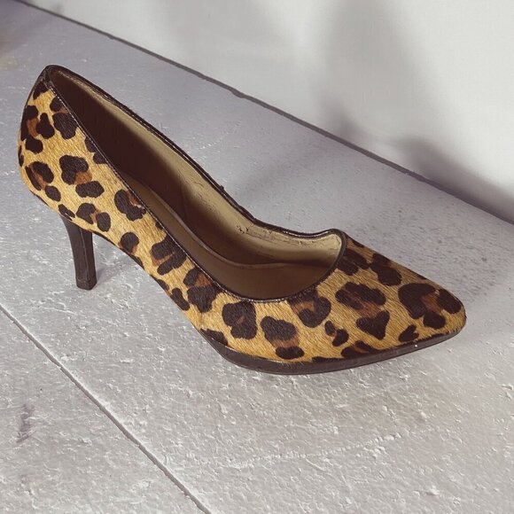 Antonio Melani SZ9 Leopard calf hair leather heels Chic Old Money Timeless - Picture 2 of 10